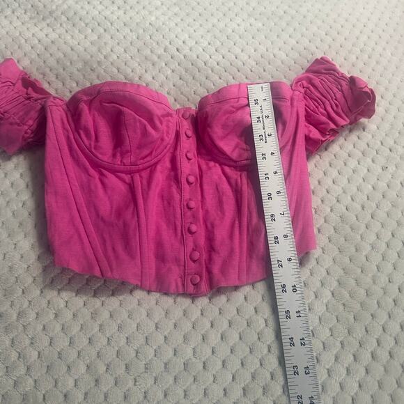 ASTR The Label Corset Top Women's Small Pink Linen Sweetheart Neck Off Shoulder - Picture 8 of 9